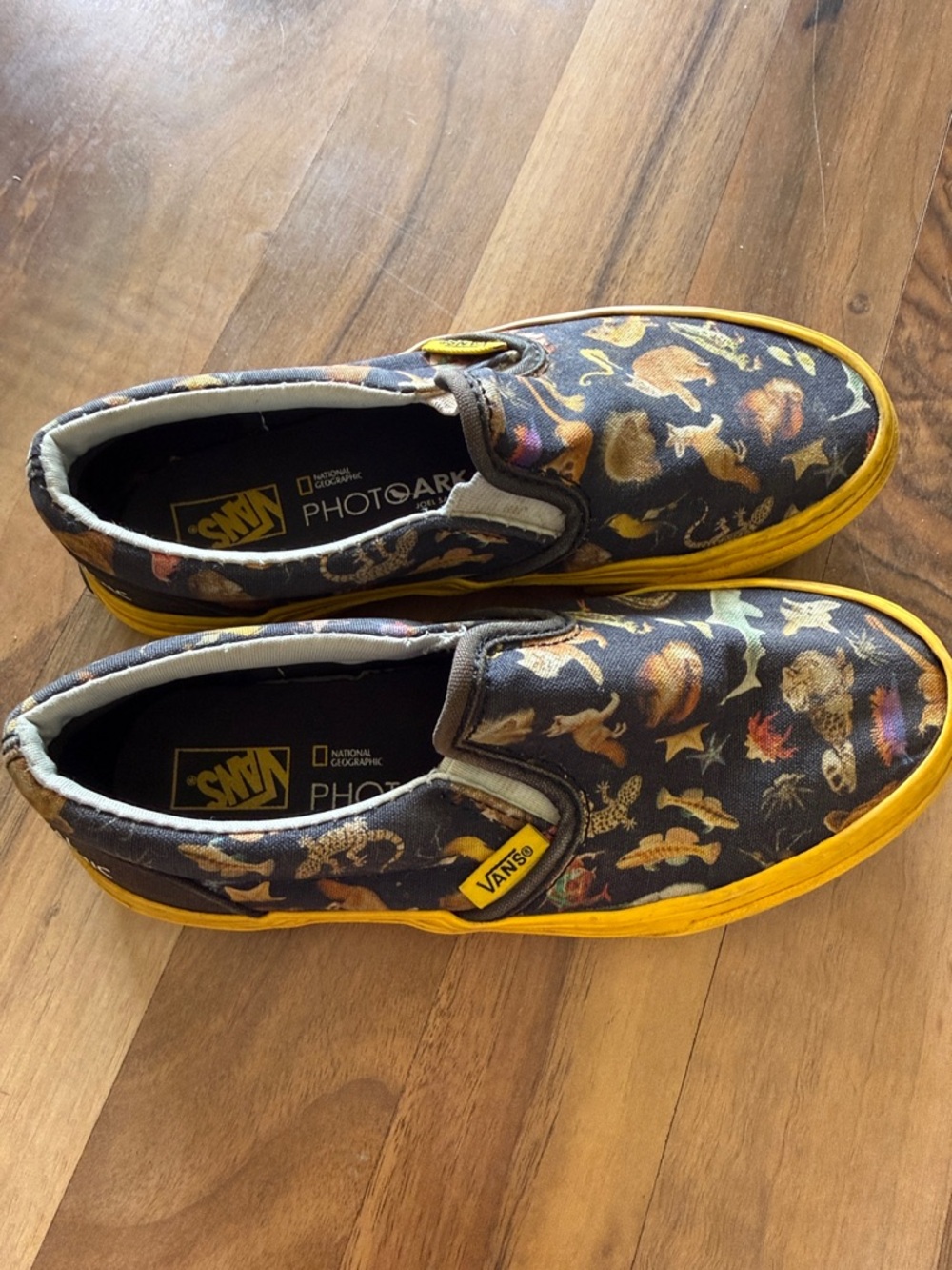 Vans Kids Slip-On Animal Print Canvas Sneakers - Black & Yellow - Picture 5 of 5